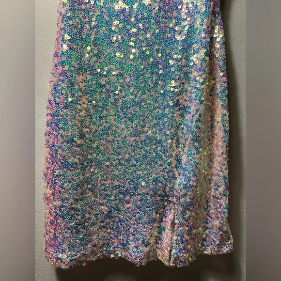 NWT Windsor Sequin Mini Dress Medium White Rainbow Glitter Party Club Bride Glam - Picture 2 of 15